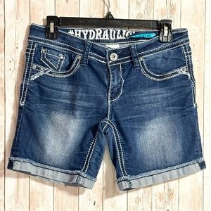 Hydraulic Bailey Low Rise Cutoff Look Stretch Denim Cuffed Shorts Size 6
